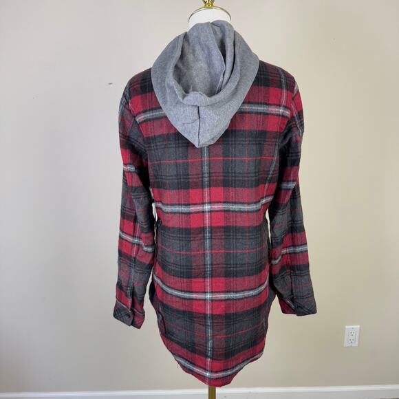 Ci Sono Plaid Button Up Zip Hooded Flannel Jacket US Women's S - Picture 2 of 6